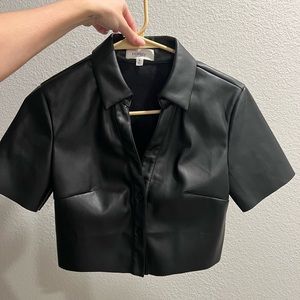 NWOT faux leather crop top